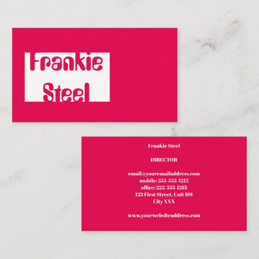 Minimale neonroze en witte visitekaartje (Voorkant / Achterkant)