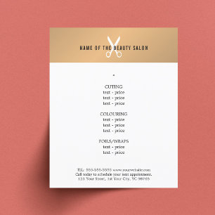 Minimale nep-gouden witte schaar kapper menu