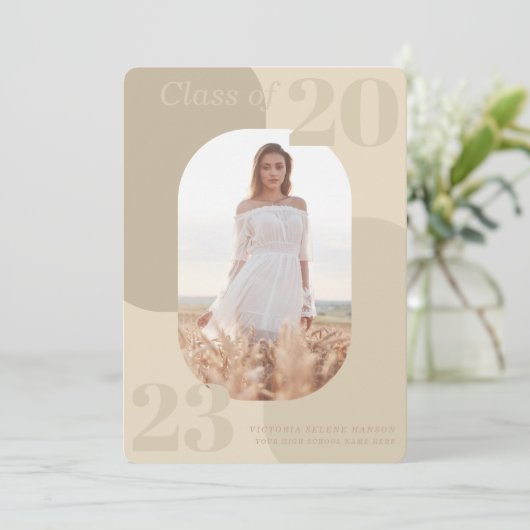 Minimale neutraal Tonen Geometrische foto-Afstuder Aankondiging (Staand voorkant)