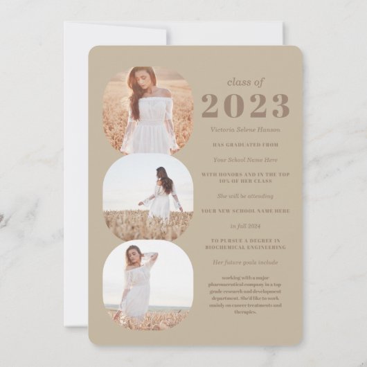 Minimale neutraal Tonen Geometrische foto-Afstuder Aankondiging (Achterkant)