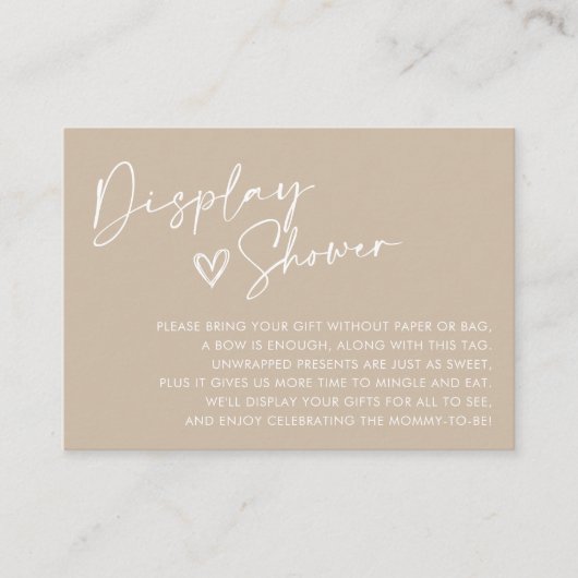 Minimale Neutral Baby Display Douche Behuizing Kaa Informatiekaartje (Voorkant)