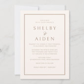 Minimale Neutrale Beige Moderne Bruiloft Kaart (Voorkant)