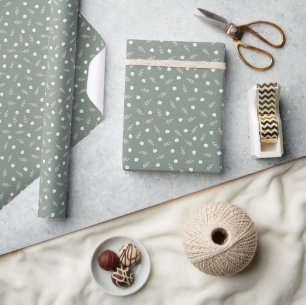 Minimale Neutrale Bloemige Witte Madeliefjes op Sa Cadeaupapier