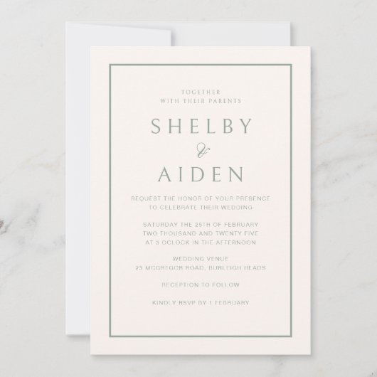 Minimale Neutrale Elegante Moderne Bruiloft Kaart (Voorkant)