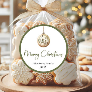 Minimale Neutrale Kerst Aangepaste Familienaam Ronde Sticker