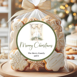Minimale Neutrale Kerst Familie Naam Stickers