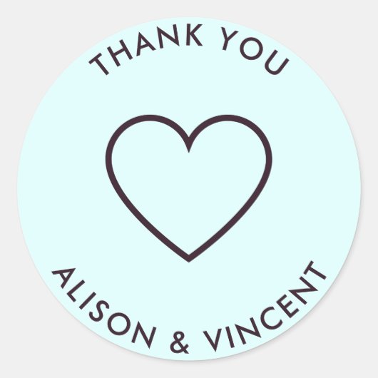 Minimale neutrale lichte blauwe bruiloft Dank u Ronde Sticker (Voorkant)