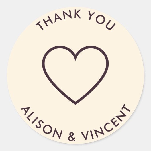 Minimale neutrale rimpelweddenschap bedankt ronde sticker (Voorkant)