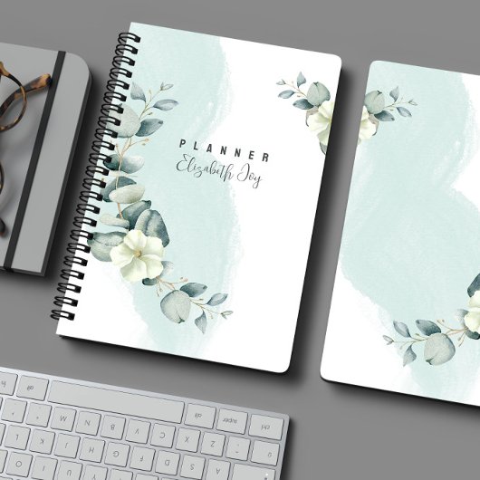Minimale neutrale Sage Floral Planner