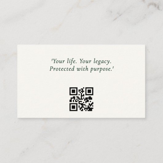 Minimale neutrale smaragdgroene wettelijke QR-code Visitekaartje (Achterkant)