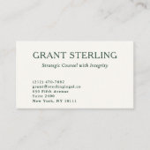 Minimale neutrale smaragdgroene wettelijke QR-code Visitekaartje (Voorkant)