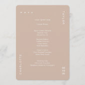 Minimale neutrale Tan Cream Wedding Dinner Menu (Voorkant)
