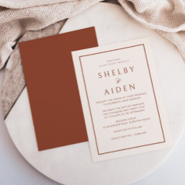 Minimale neutrale terracotta moderne bruiloft kaart