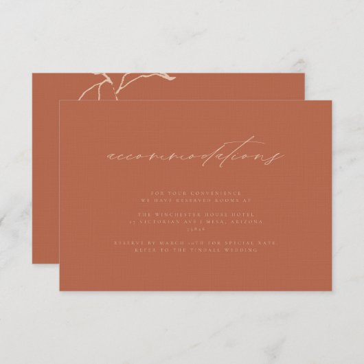 Minimale Neutrale Zonsondergang Roest Bruiloft Acc Informatiekaartje (Voorkant / Achterkant)