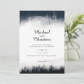 Minimale nevelige sparrenbos natuur bruiloft kaart (Staand voorkant)