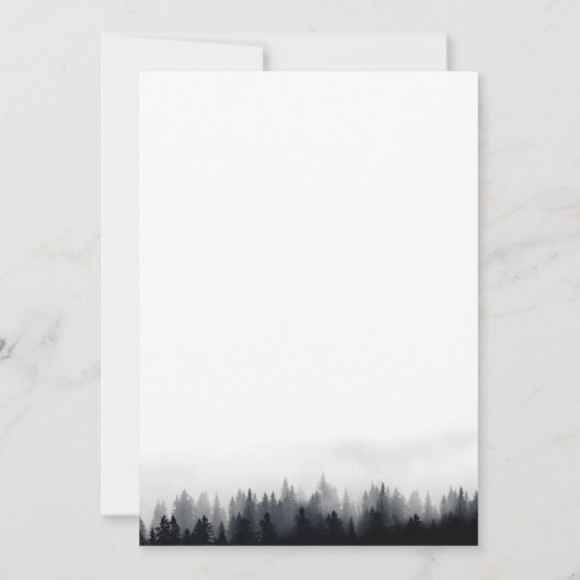 Minimale nevelige sparrenbos natuur bruiloft kaart (Achterkant)
