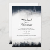 Minimale nevelige sparrenbos natuur bruiloft kaart (Voorkant / Achterkant)