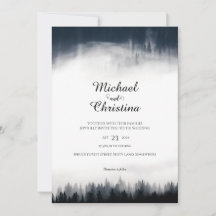 Minimale nevelige sparrenbos natuur bruiloft