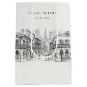 Minimale New Orleans Louisiana-schets bruiloft Medium Cadeauzakje (Achterkant)