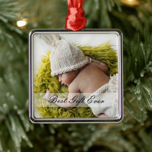 Minimale Newborn Best Cadever Ever Custom Photo Metalen Ornament (Boom)