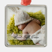 Minimale Newborn Best Cadever Ever Custom Photo Metalen Ornament (Voorkant)