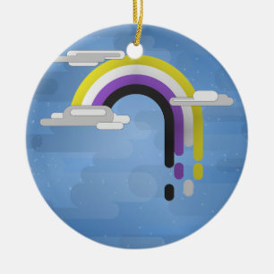 Minimale niet-bindende regenboog keramisch ornament