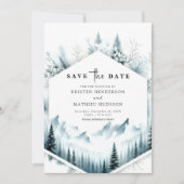 Minimale niet-foto berg bruiloft save the date (Voorkant)