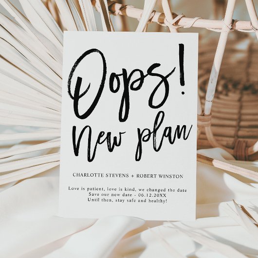 Minimale nieuwe plan bruiloft verandert de datum aankondigingskaart