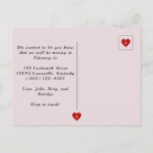 Minimale nieuwe thuisadres oude sleutel op roze briefkaart (Achterkant)