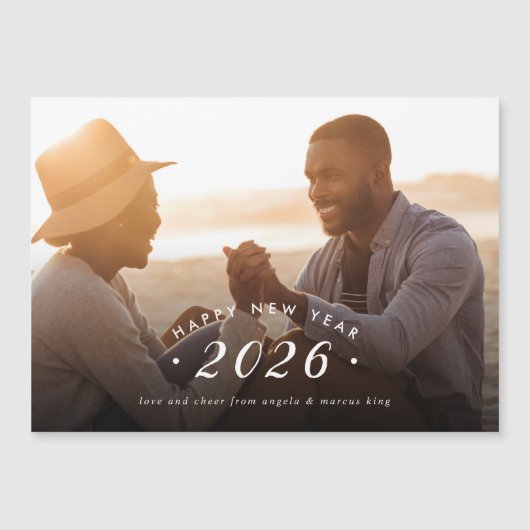 Minimale nieuwjaars foto-overlay Magnetische Kaart (Voorkant)
