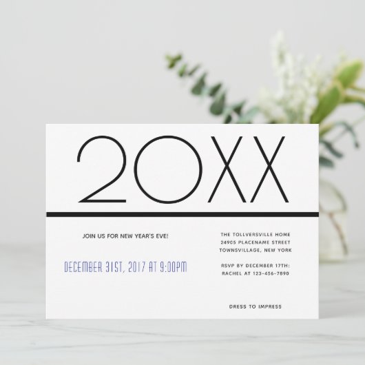 Minimale nieuwjaarse feestdag | Uitnodiging (Staand voorkant)