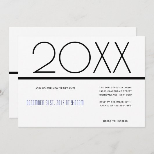 Minimale nieuwjaarse feestdag | Uitnodiging (Voorkant / Achterkant)