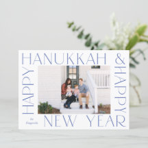 Minimale nieuwjaarsfoto van Elegant Blue Hanukkah