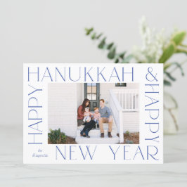 Minimale nieuwjaarsfoto van Elegant Blue Hanukkah Feestdagenkaart