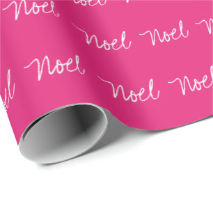 Minimale noel typografie magenta wit   cadeaupapier