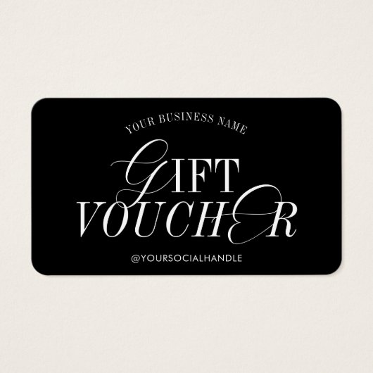 Minimale Nostalgische Elegante Zakelijke Cadeaubon Visitekaartje (Voorkant)