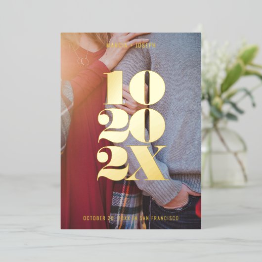 Minimale numerieke datum Opslaan datum Folie Uitnodiging (Staand Voorkant)