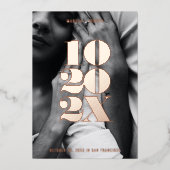 Minimale numerieke datum Opslaan datum Roos Gold Folie Uitnodiging (Voorkant)