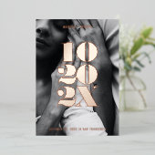 Minimale numerieke datum Opslaan datum Roos Gold Folie Uitnodiging (Staand Voorkant)