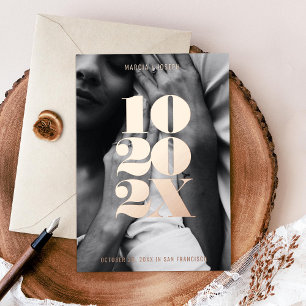 Minimale numerieke datum Opslaan datum Roos Gold Folie Uitnodiging