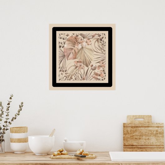 Minimale Oasis Floral Pattern Canvas afdrukken Poster (Keuken)