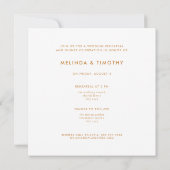 Minimale Ochre Gold Typography Wedding Rehearal Kaart (Achterkant)