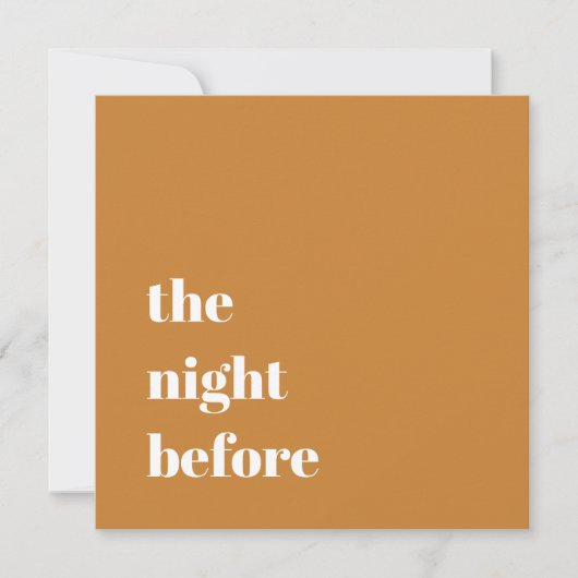 Minimale Ochre Gold Typography Wedding Rehearal Kaart (Voorkant)