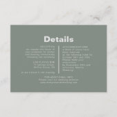 Minimale officiële groene bruiloft — details informatiekaartje (Voorkant)