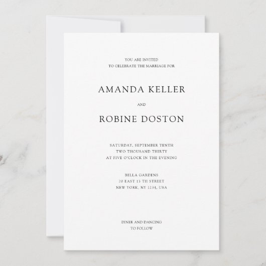 Minimale officiële uitnodiging voor bruiloft (Voorkant)