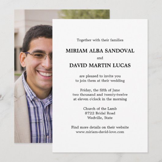 Minimale officiële uitnodiging voor bruiloft (Voorkant / Achterkant)