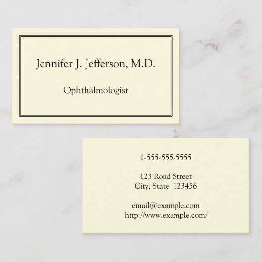 Minimale oftalmoloog Visitekaartje (Voorkant / Achterkant)