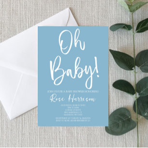 Minimale Oh Baby! Blue Baby Boy Baby shower Kaart