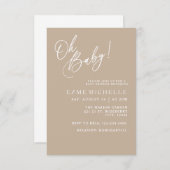 Minimale Oh Baby, neutrale baby shower uitnodiging (Voorkant / Achterkant)