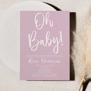 Minimale Oh Baby! Roze Baby Girl Baby shower Kaart